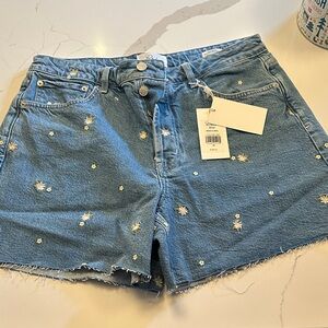 Rails Blue Jean Shorts with Daisy Embroidery